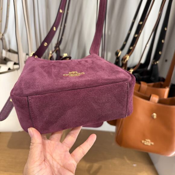 COACH Hadley Mini Crossbody Bag CDB00 Suede/Gold Maroon NWT - Picture 4 of 7